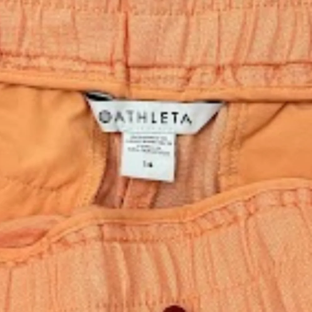 NWT Athleta Cabo 4" Linen Drawstring Shorts Cactus Peach 14 - Picture 8 of 11